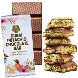dubai chocolate cubes 100 gram filled with pistachio and kunafa pack 1 (8 bars)
